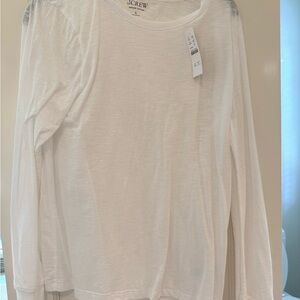 J. Crew White Long-Sleeve Crewneck Top